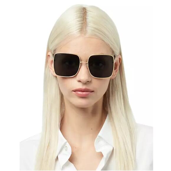 Jimmy Choo Oversized Square Aliana Sunglasses - Gold/Black - NWT - Picture 5 of 11